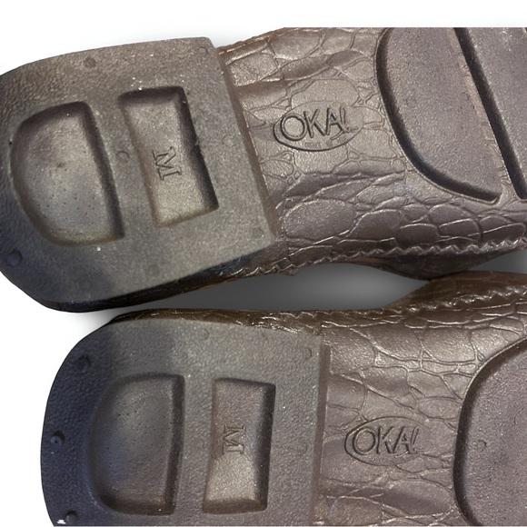 Oka-b. Women's Brown Crocodile Pattern Slip-On Mules Size M (6.5-7.5) - Picture 7 of 7